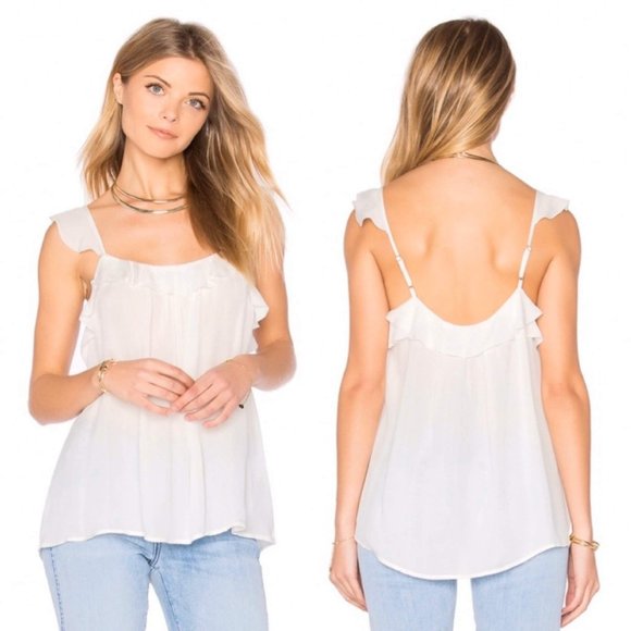 Joie Tops - Joie Flirty Silk Petal Ruffle Tank Top Cream NWT S